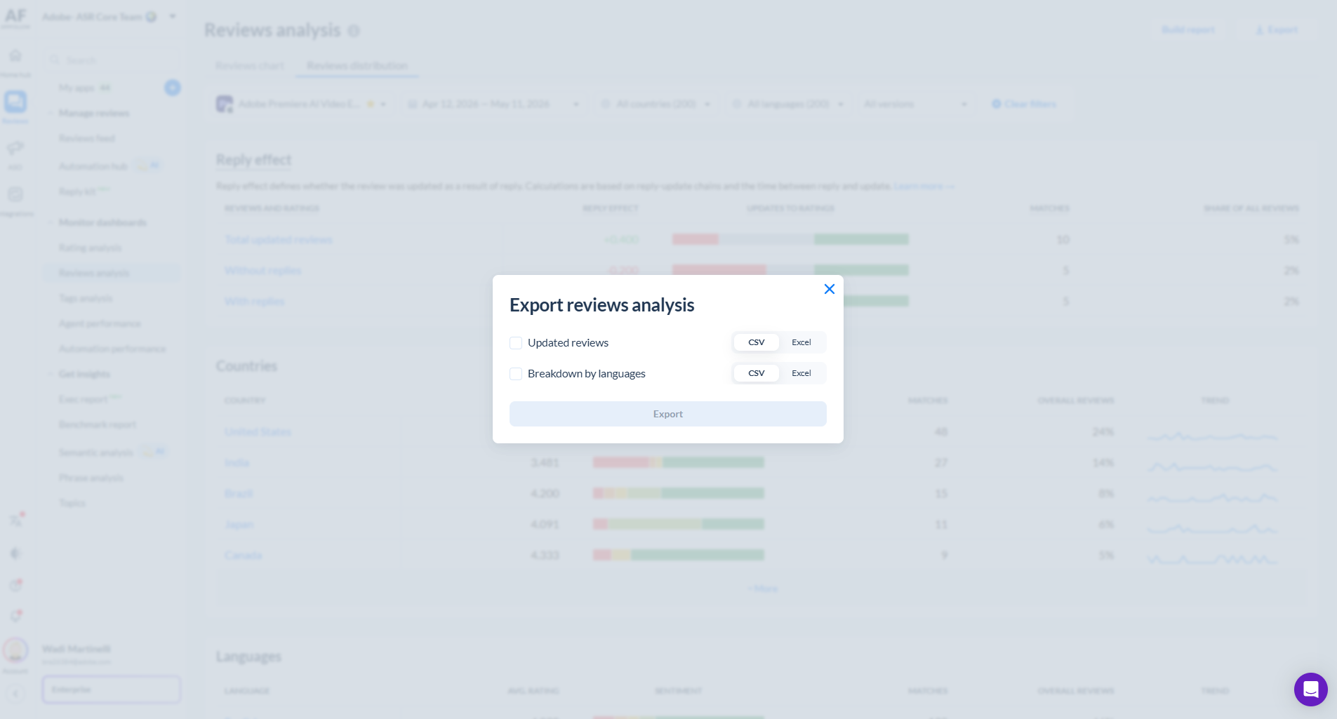 Export Dialog